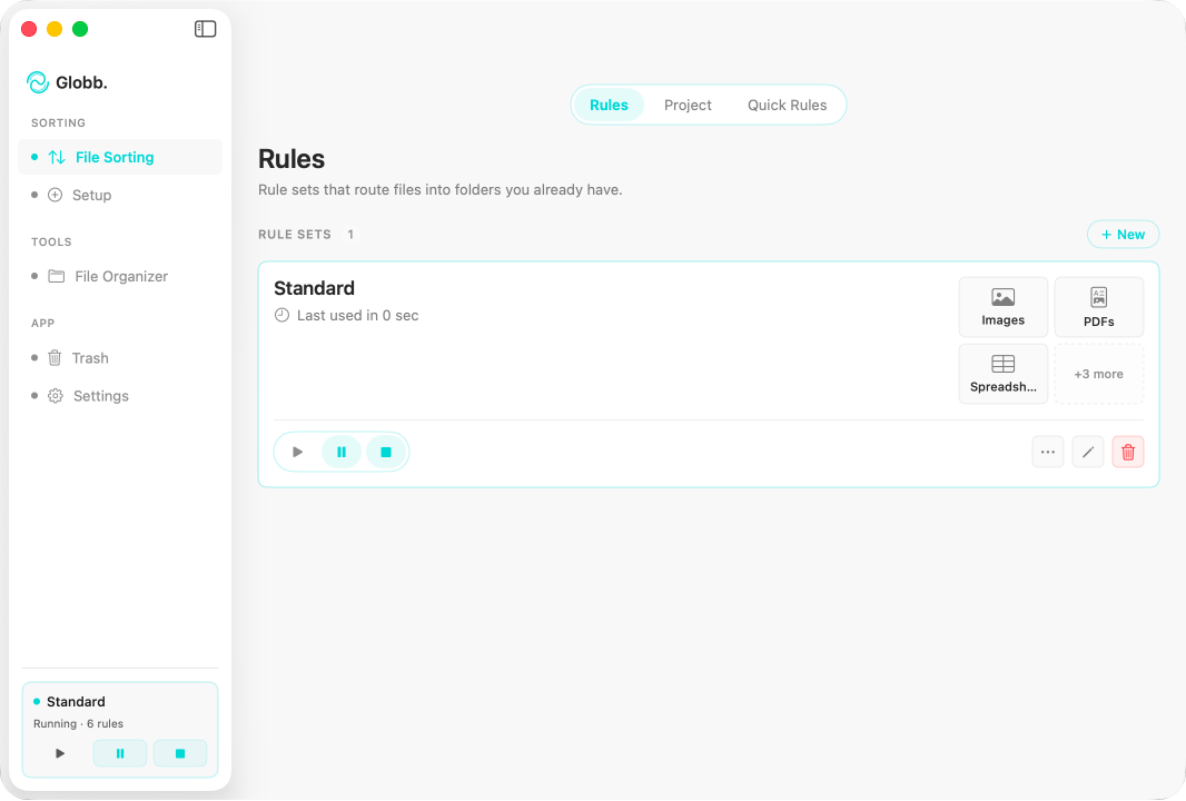 Rule Sorting — Globb on macOS